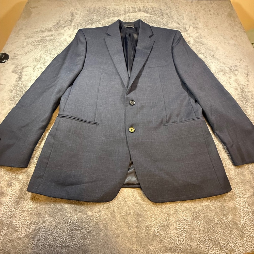Lauren Ralph Lauren Mens 42R Blue Check 100% Wool 2-Button Blazer Sport Coat‎